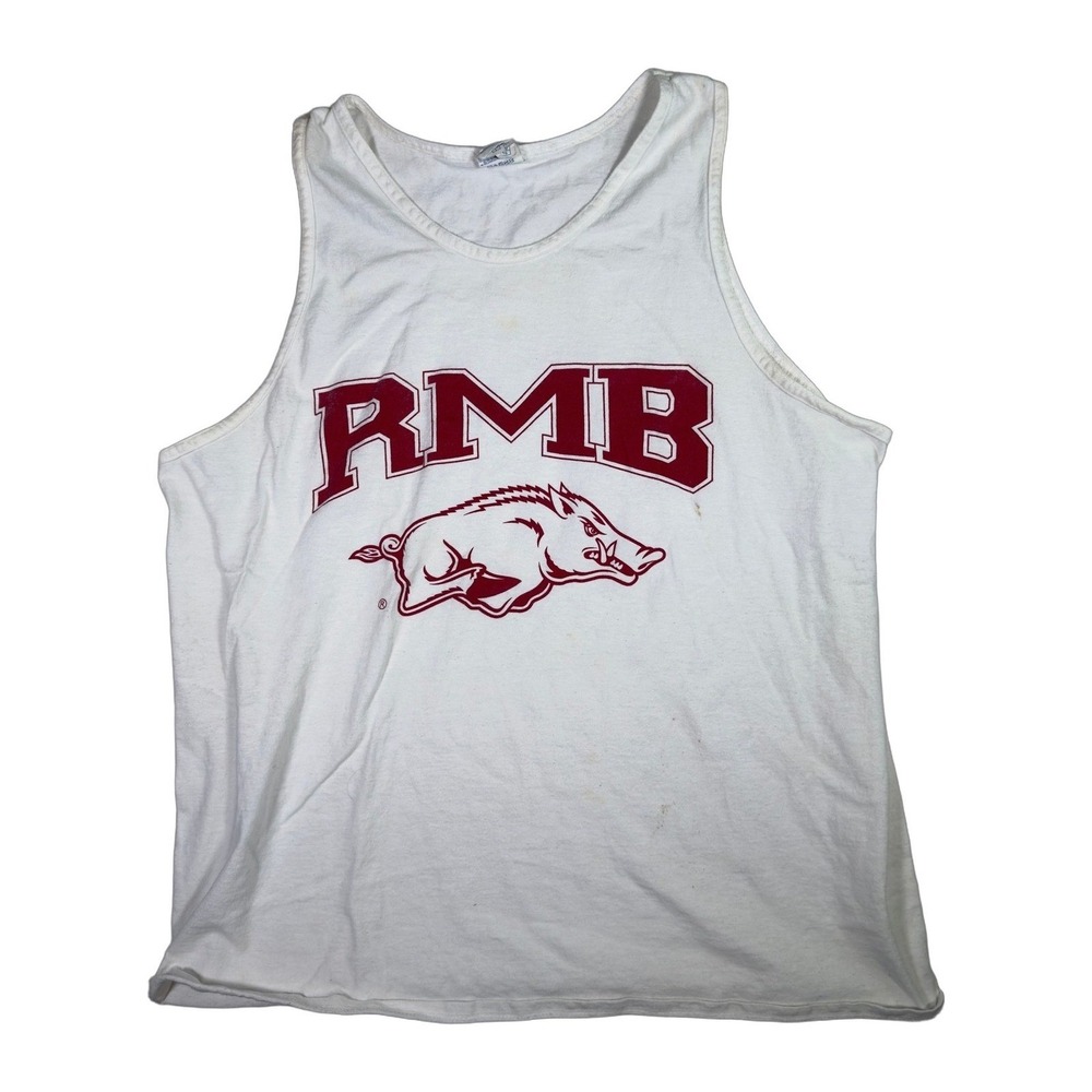 Arkansas Razorbacks RMB Tank Top White Sleeveless Athleisure Women's XL Cotton